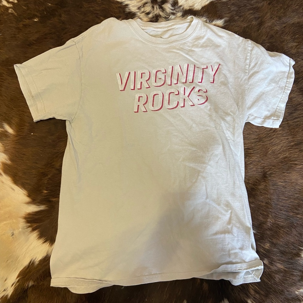 Cream T-Shirt with Pink Text